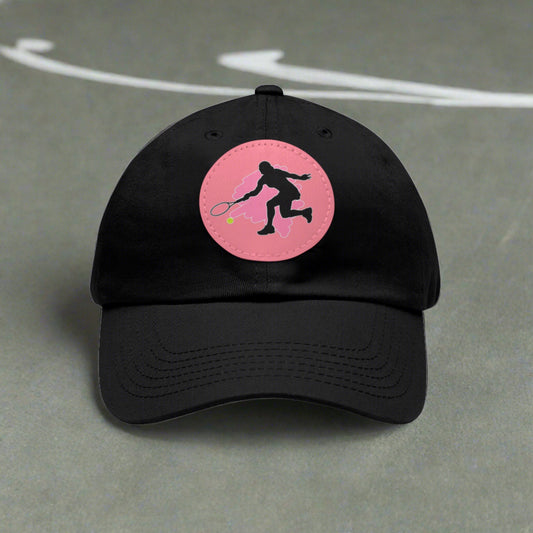 Ladies Action Tennis Dad Hat with Leather Patch (Round)