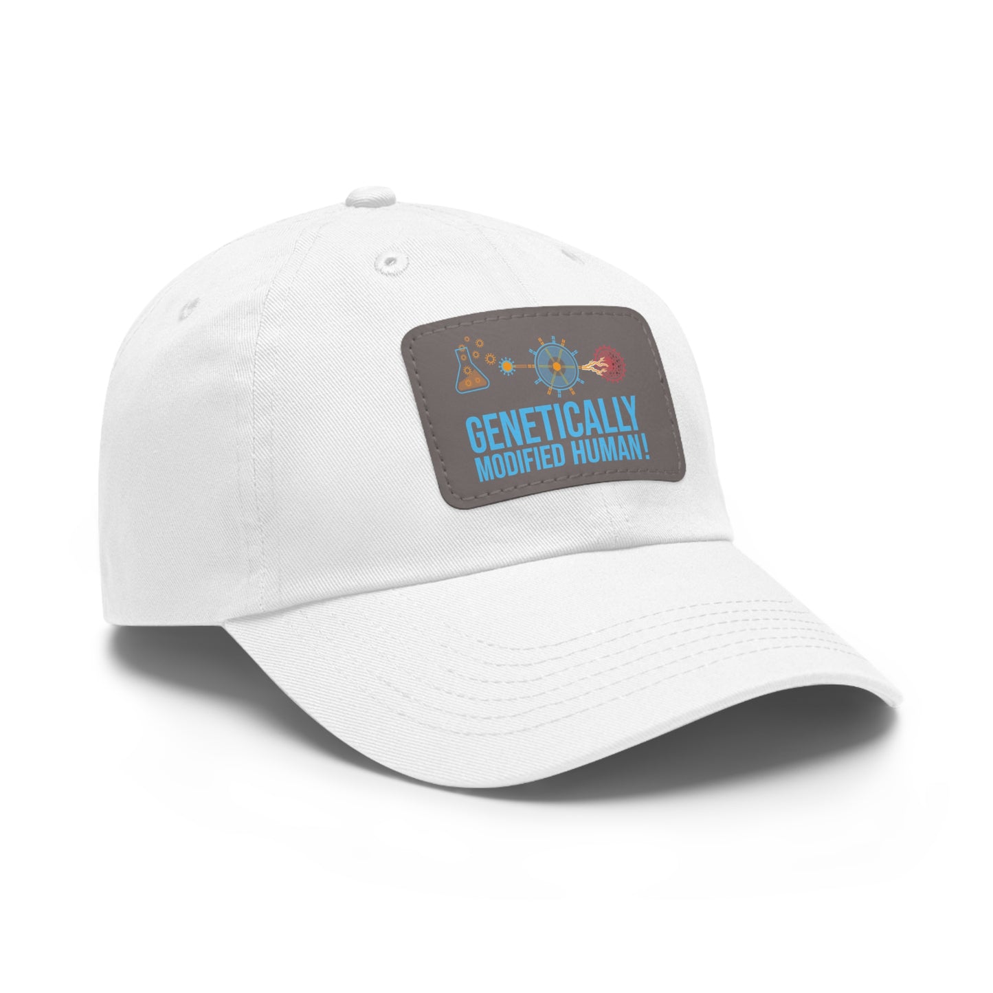 Genetically modified Human 2 Dad Hat with Leather Patch (Rectangle)