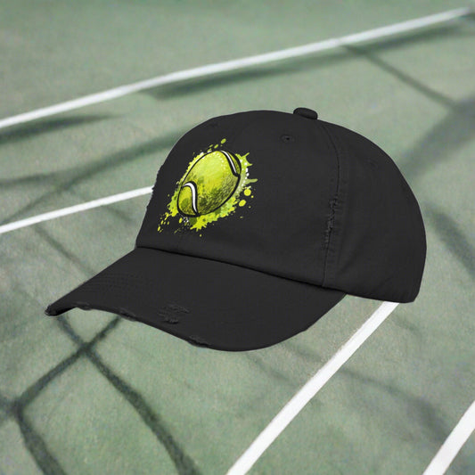 Tennis Ball Splat Hat Unisex Distressed Cap