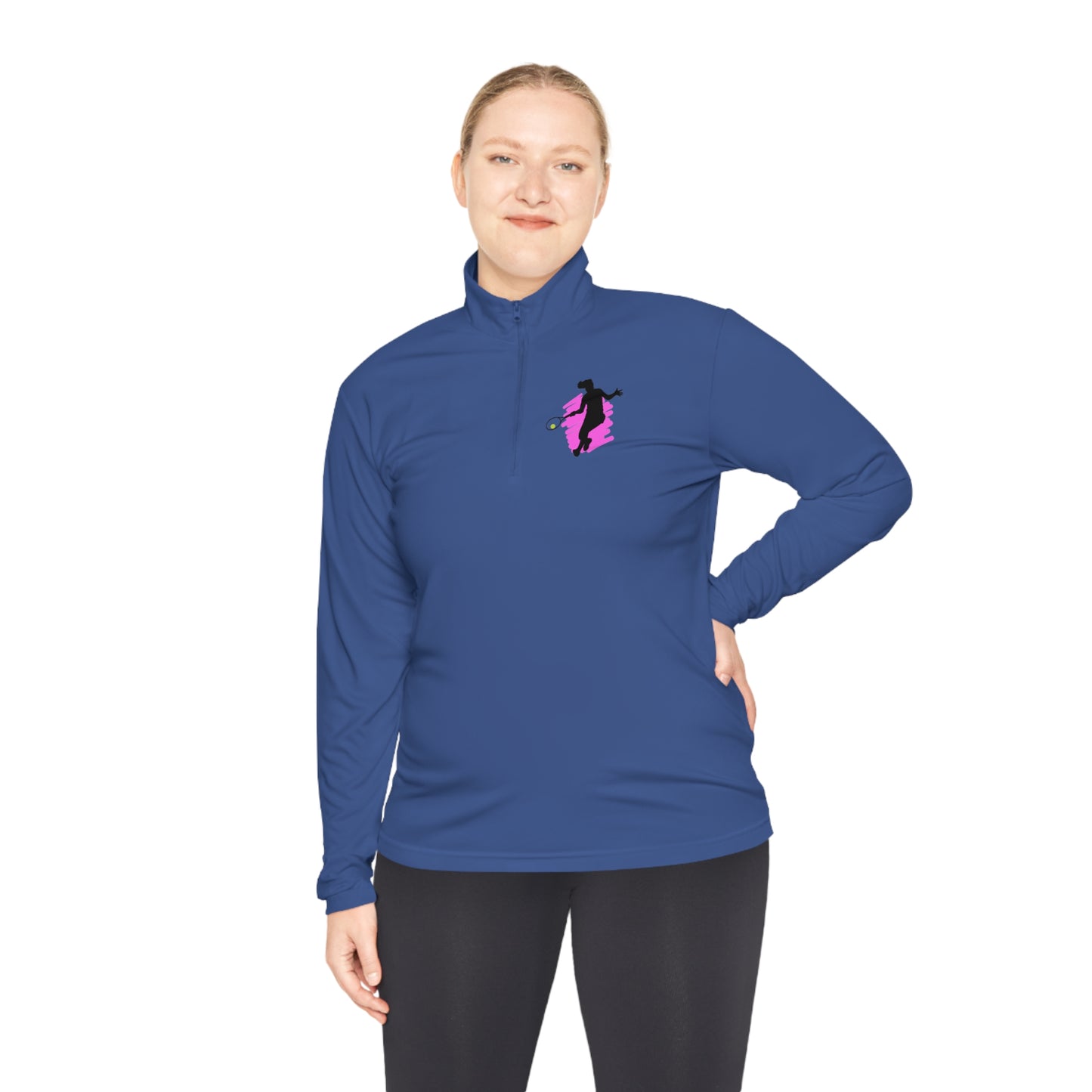 Women's Tennis Action Silhouette Quarter-Zip Pullover