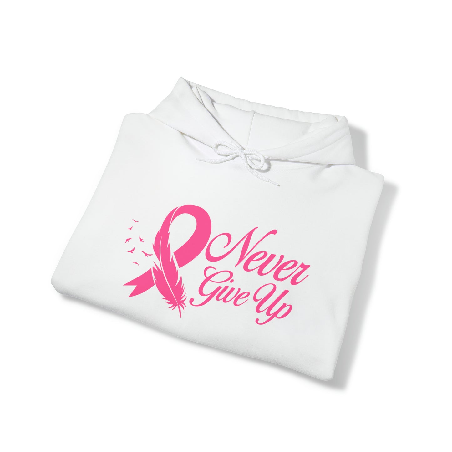 Never Give Up Breast Cancer Awareness Heavy Blend™ Hooded Sweatshirt