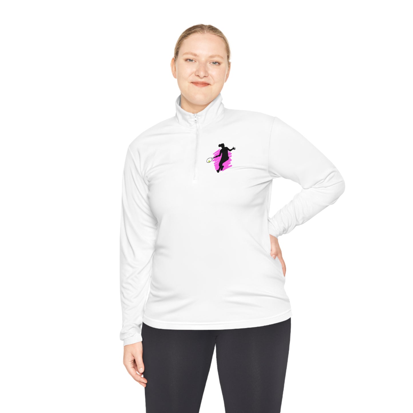 Women's Tennis Action Silhouette Quarter-Zip Pullover