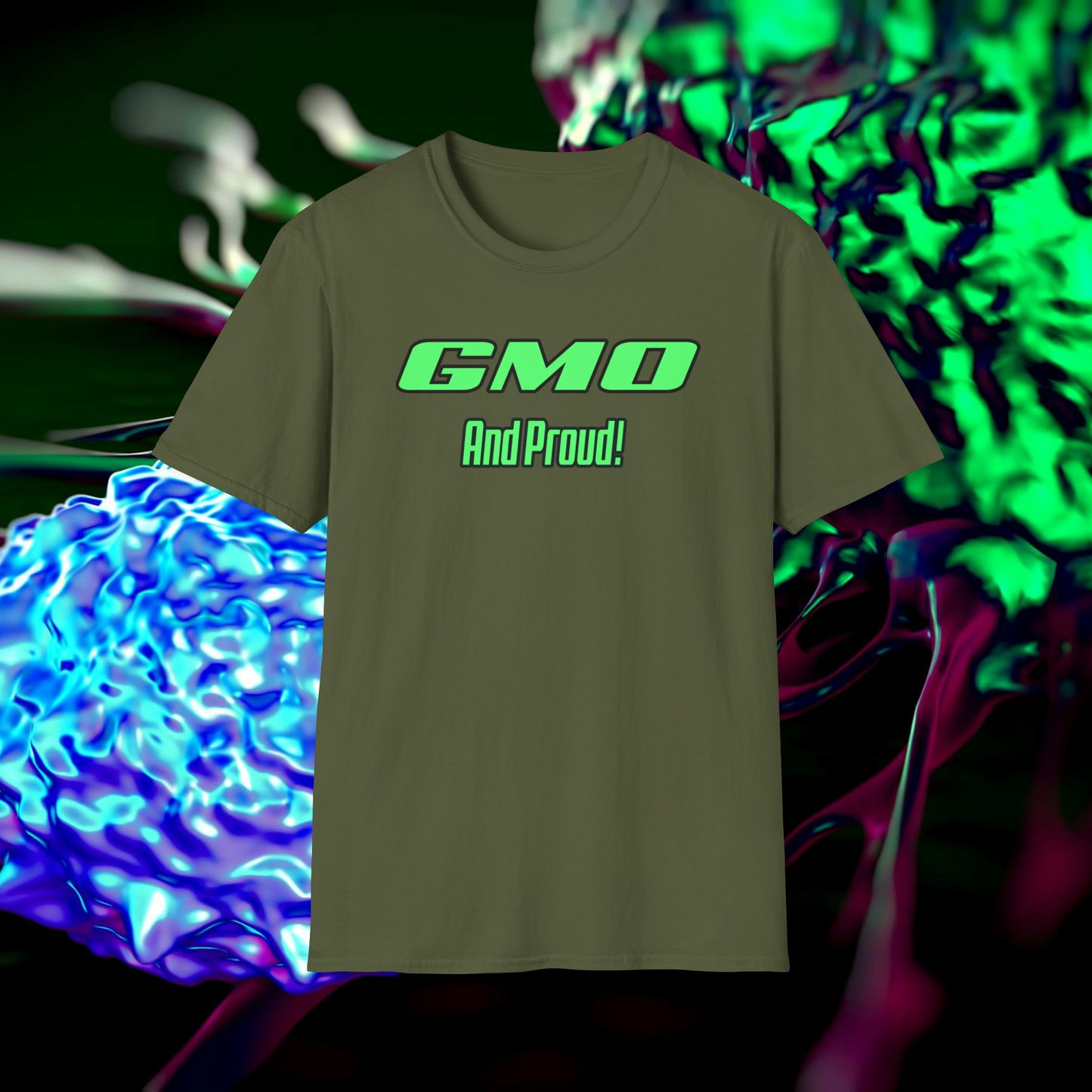 GMO and Proud Tee Unisex Softstyle T-Shirt