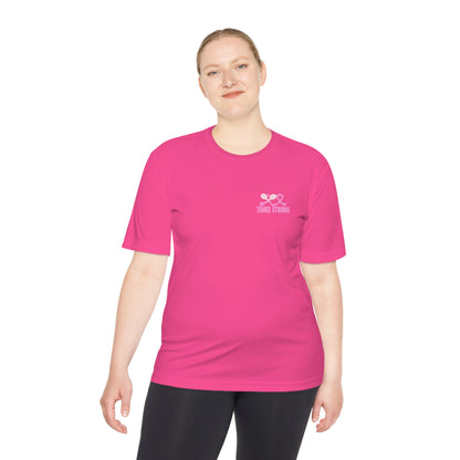 Ladies Tennis Strong! Sport Breast Cancer Awareness Moisture Wicking Tee