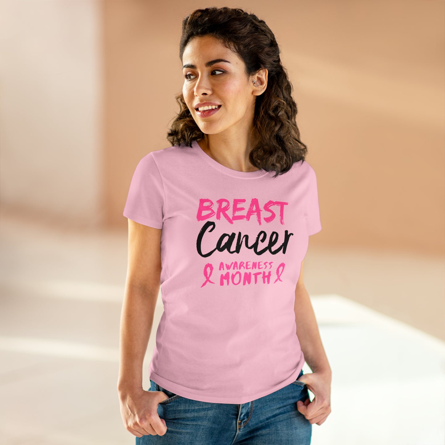 Breast Cancer Awareness Month Women's Midweight Cotton Tee