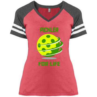Pickler for Life Ladies' Game V-Neck T-Shirt