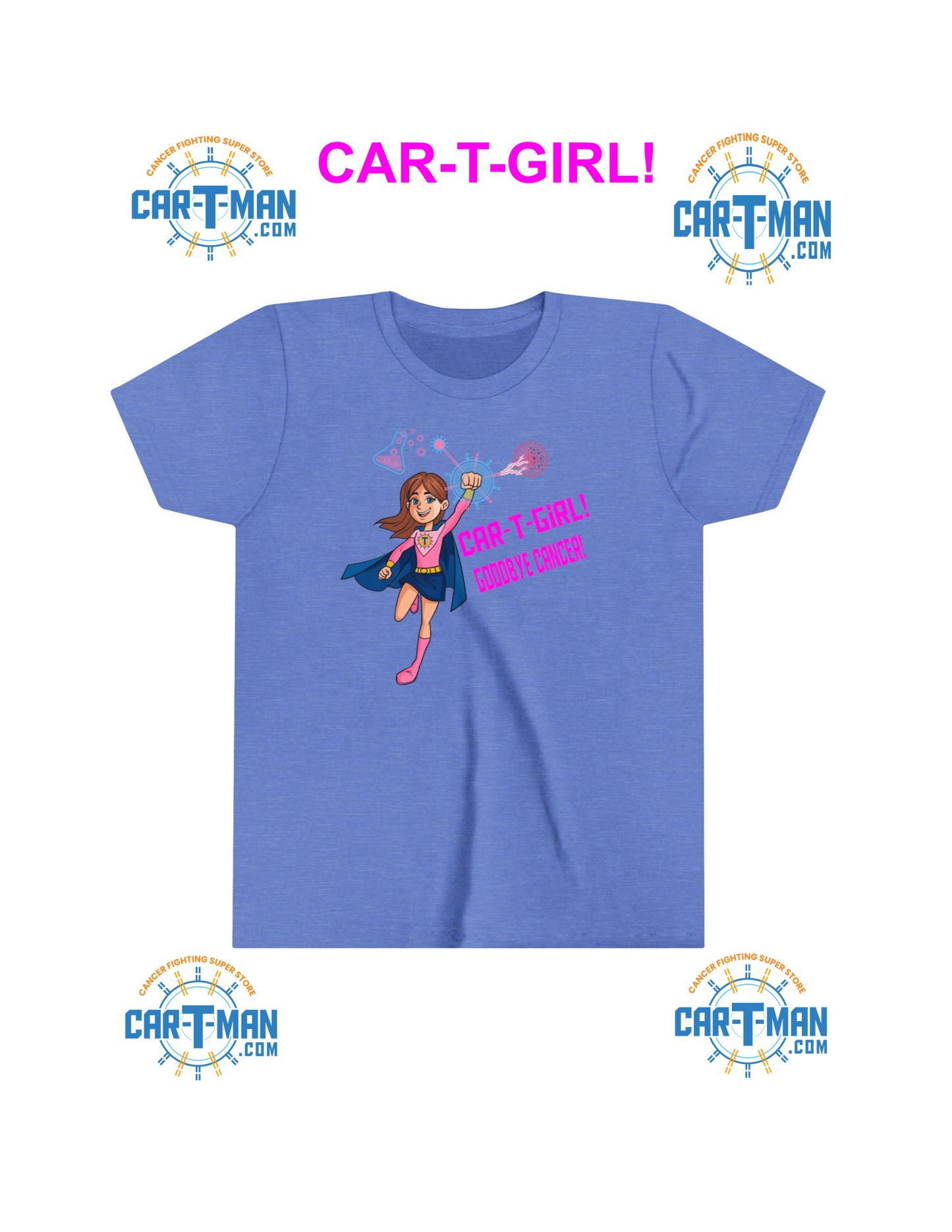Help her feel like a superhero! CAR-T-Girl Youth Short Sleeve Tee