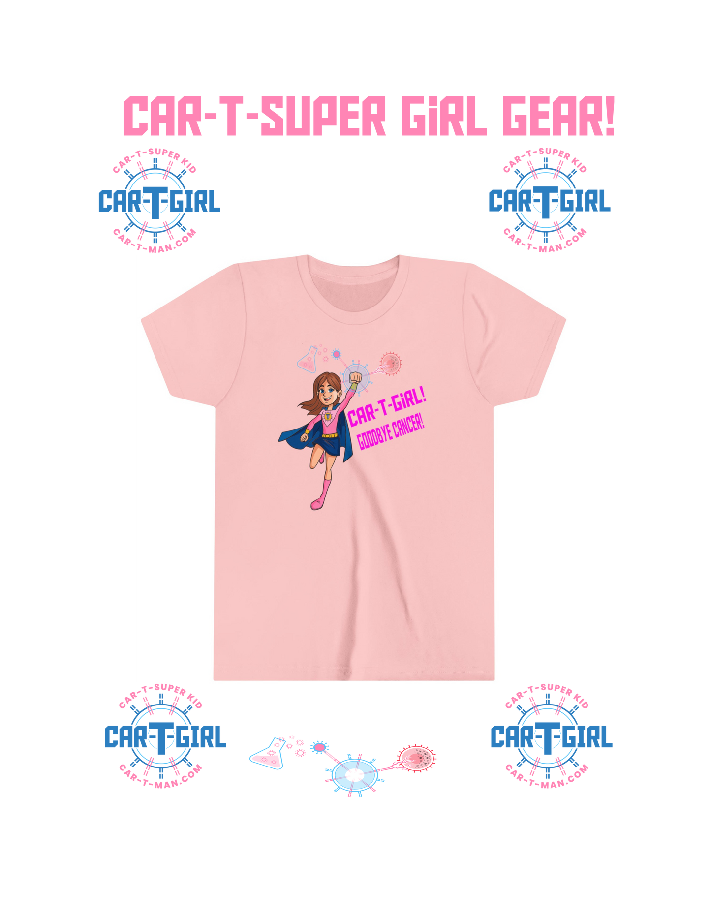 Help her feel like a superhero! CAR-T-Girl Youth Short Sleeve Tee