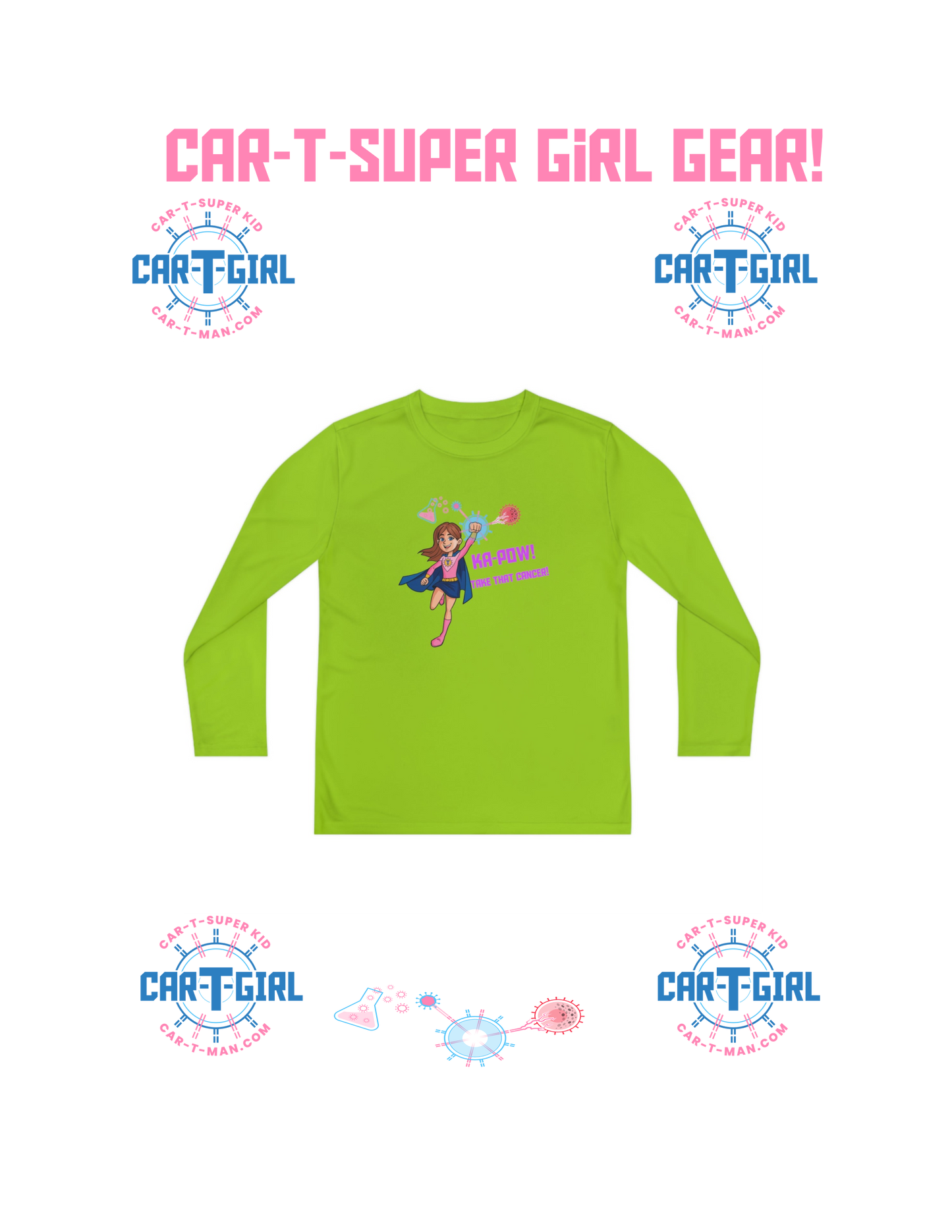 CAR-T-Super Girl Youth Long Sleeve Competitor Sport Shirt